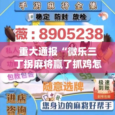 重大通报“微乐三丁拐麻将赢了抓鸡怎么算的”作弊挂(辅助外挂+教程)