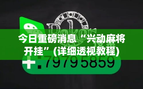 今日重磅消息“兴动麻将开挂”(详细透视教程)