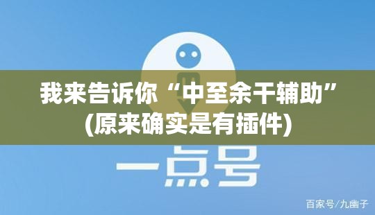 我来告诉你“中至余干辅助	”(原来确实是有插件)