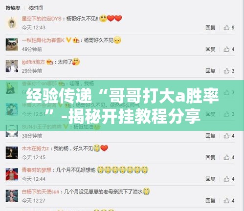 经验传递“哥哥打大a胜率”-揭秘开挂教程分享