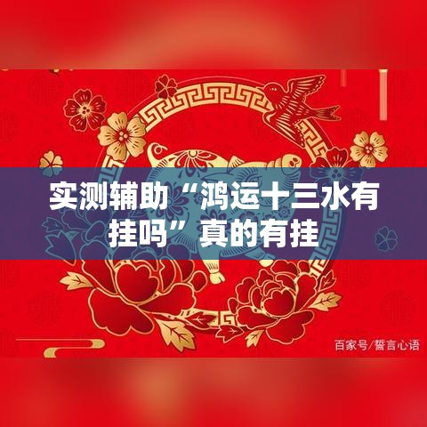 实测辅助“鸿运十三水有挂吗”真的有挂
