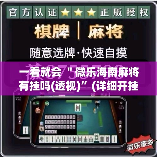一看就会 ＂微乐海南麻将有挂吗(透视)”(详细开挂教程)
