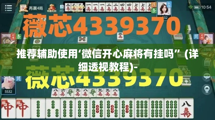 推荐辅助使用‘微信开心麻将有挂吗”(详细透视教程)-