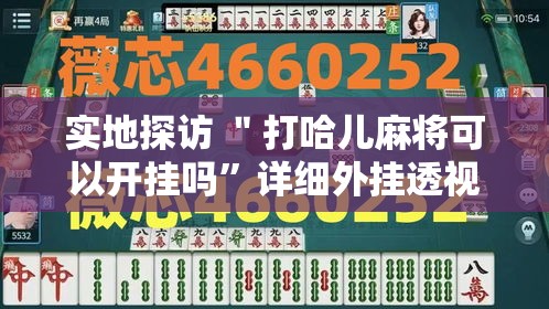 实地探访 ＂打哈儿麻将可以开挂吗	”详细外挂透视辅助软件教程