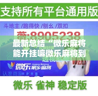 最新总结“微乐麻将能开挂嘛微乐麻将到底有挂没”附透视挂详细教程