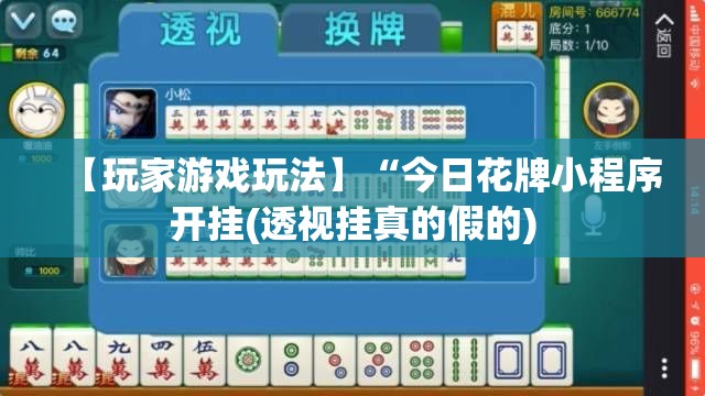 【玩家游戏玩法】“今日花牌小程序开挂(透视挂真的假的) 【玩家游戏玩法】“今日花牌小程序开挂(透视挂真的假的)
